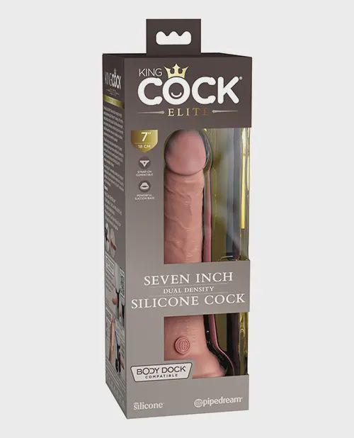 King Cock Elite 7" Dual Density Silicone Cock, Color: Light