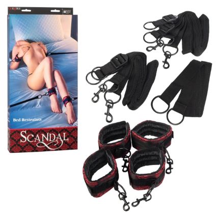 Scandal® Bed Restraints, Color: Black &amp; Red