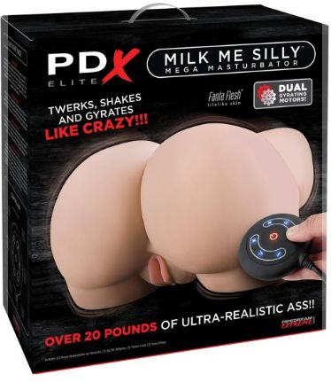 PDX Elite Milk Me Silly Mega Masturbator, Color: Ivory, Variation1: Vibrating-Ass