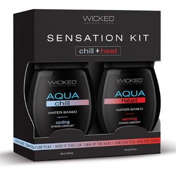 Wicked Sensual Care Sensation Kit Cooling and Warming Water Based Lubricants, Size: 2 x 1.5 oz Bottles