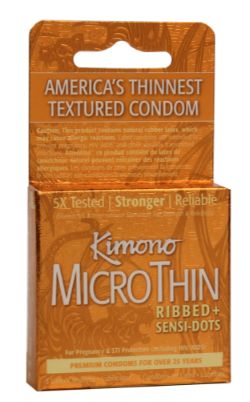 Kimono Microthin Ribbed Plus Sensi-Dots - 3 Pack, Size: 3 Pack