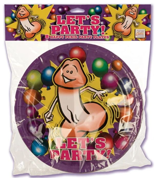Lets Party 8 Happy Penis Party Plates Small, Variation1: Serving Ware