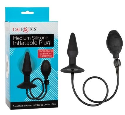 Medium Silicone Inflatable Plug, Color: Black