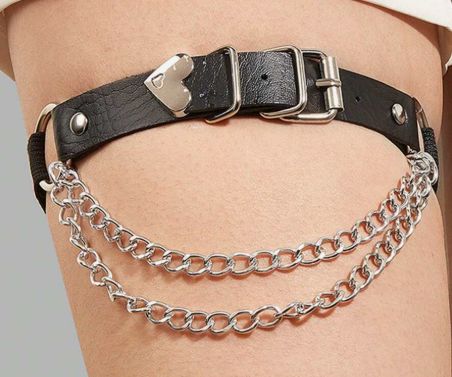 Chain Thigh Garter, Color: Black