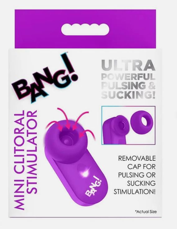 Bang! 5X Rechargeable Pulsing &amp; Sucking Mini Clitoral Stimulator, Color: Purple