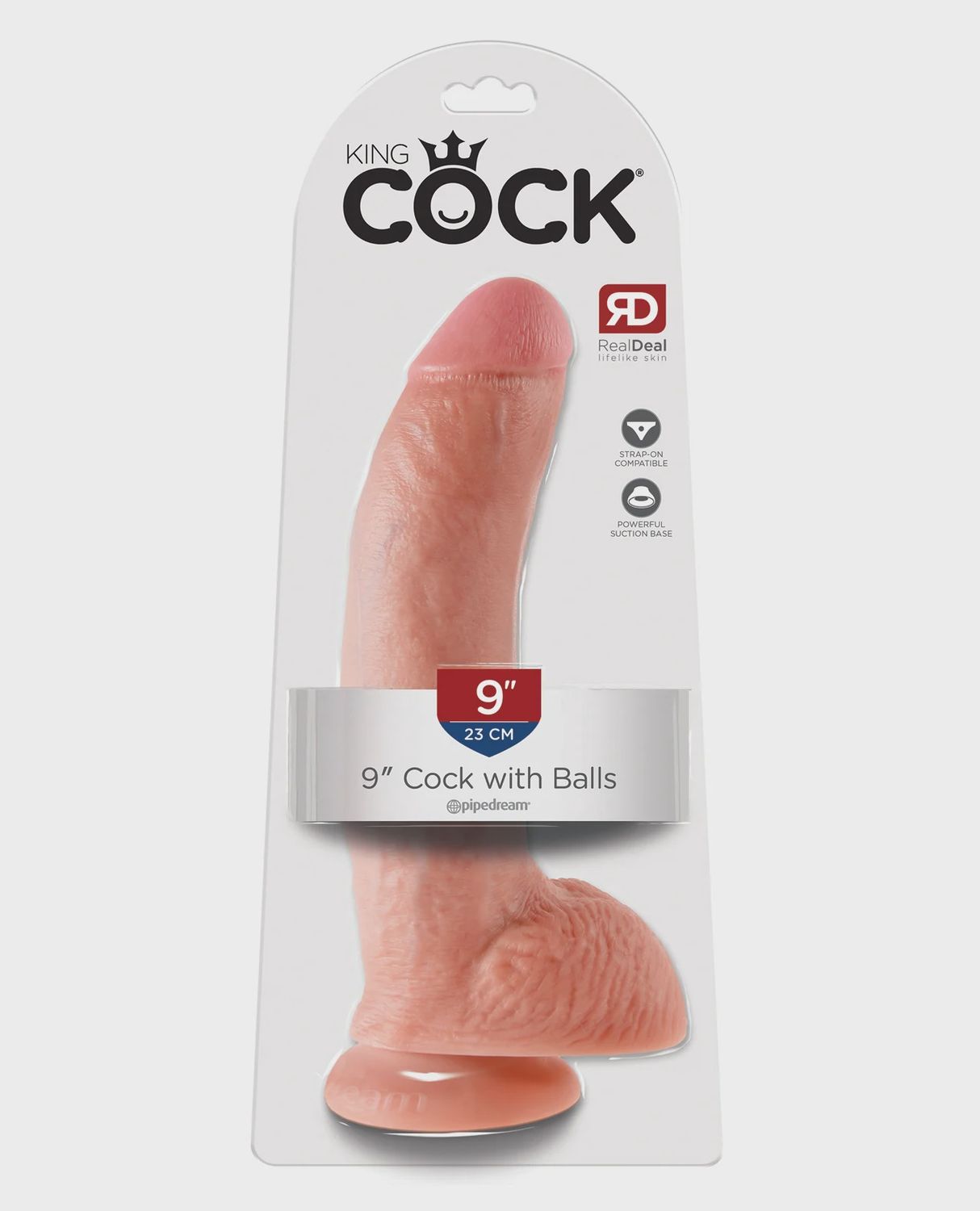 King Cock 9" Cock with Balls, Color: Flesh