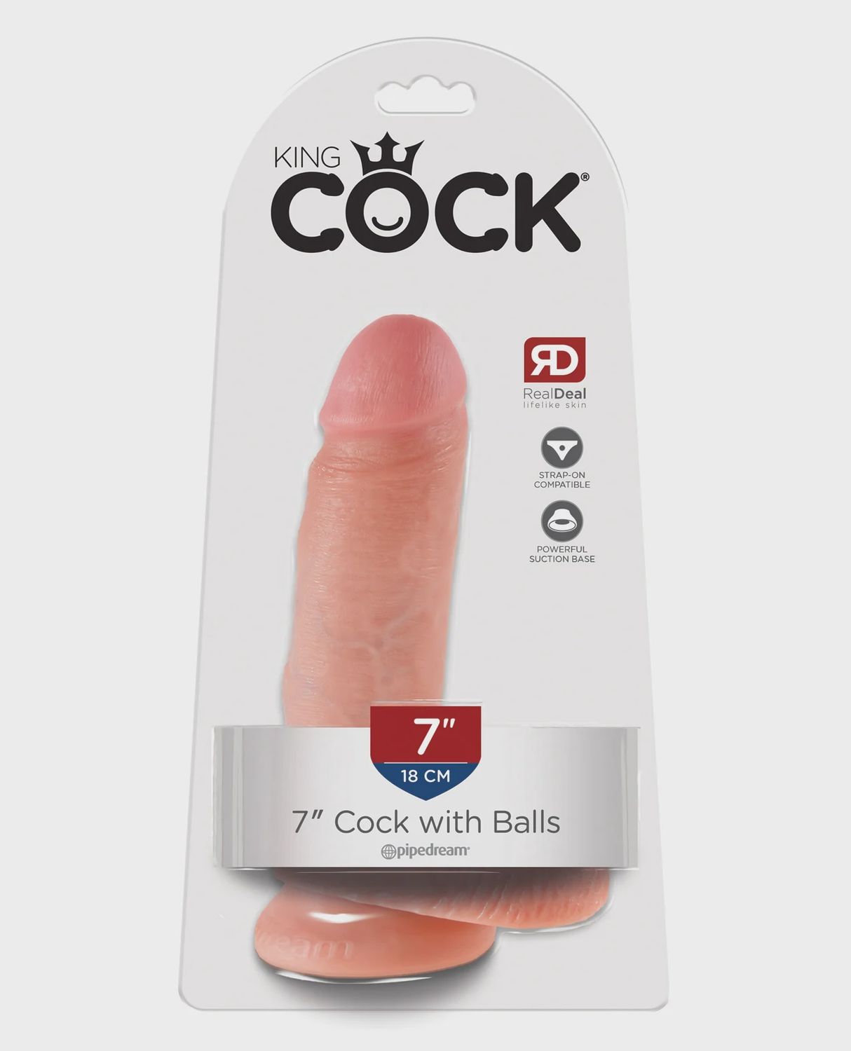 King Cock 7" Cock w/Balls, Color: Flesh