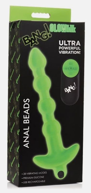 Bang! Glow in the Dark 28X Remote Controlled Anal Beads