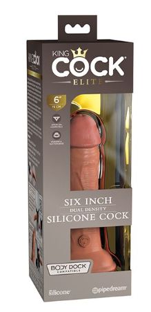 King Cock Elite 6" Dual Density Silicone Cock - Tan