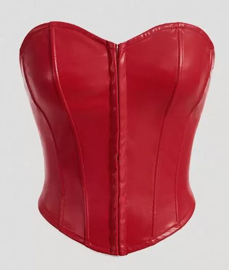 PU Leather Black Tube Top Red