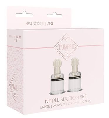 Shots Pumped Nipple Suction Set - Large Clear