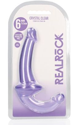 Shots RealRock Crystal Clear 6" Strapless Strap-On - Purple