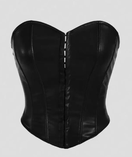 PU Leather Black Tube Top Black