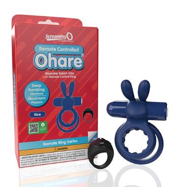 Screaming O Ohare Remote Controlled Vibrating Ring - Blue, Color: Blue