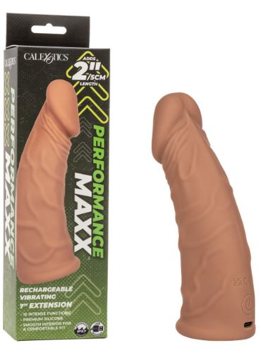 Performance Maxx™ Rechargeable Vibrating Extension 7", Color: Brown