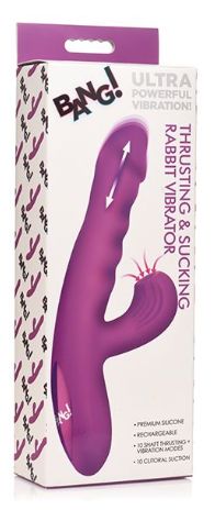 Bang! Thrusting &amp; Sucking Rabbit Vibrator - Purple