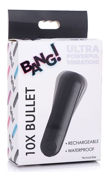 Bang! 10X Rechargeable Vibrating Metallic Bullet, Color: Black