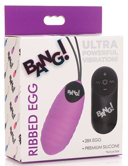 Bang! 28X Ribbed Silicone Egg w/Remote Control - Purple