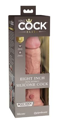 King Cock Elite 8" Dual Density Silicone Cock, Color: Light