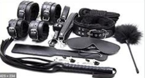 10 PC Bondage Set, Color: Black, Variation1: Bondage Kit