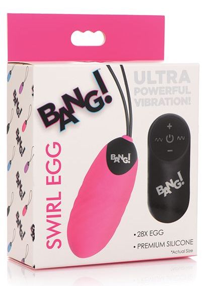 Bang! 28X Swirl Silicone Egg w/Remote Control - Pink