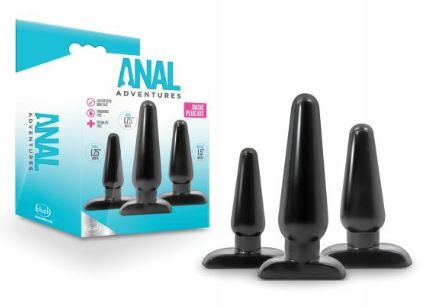 Blush Anal Adventures Basic Plug Kit, Color: Black