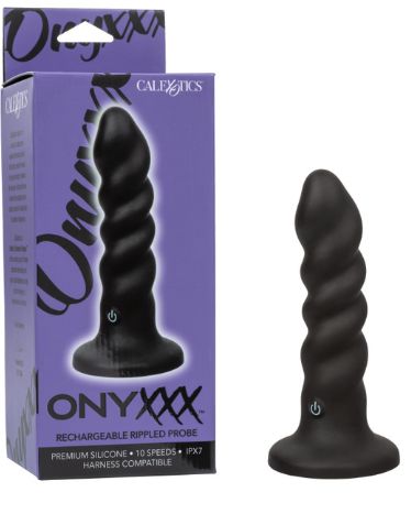 Onyxxx™ Rechargeable Rippled Probe, Color: Black