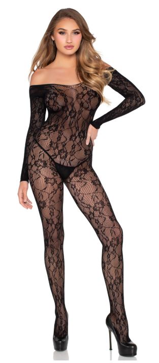 Lace Lingerie Jumpsuit, Color: Black