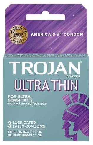 Trojan Ultra Thin Lubricated Condoms, Size: 3 Pack, Variation1: Thin
