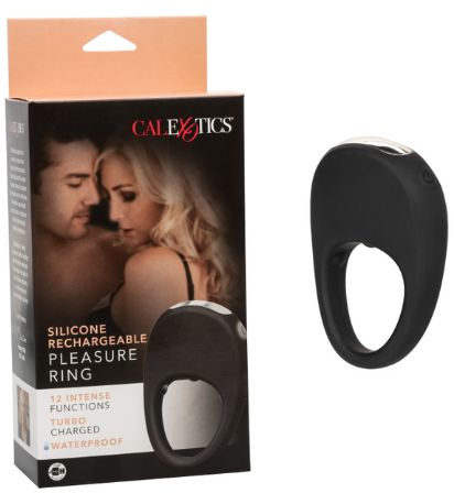 Silicone Rechargeable Pleasure Ring, Color: Black