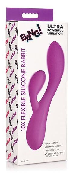 Bang! 10X Flexible Silicone Rabbit, Color: Purple