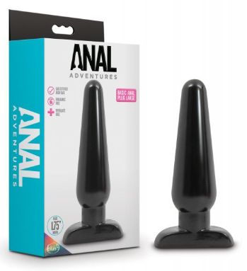 Blush Anal Adventures Basic Anal Plug -Black, Size: Large
