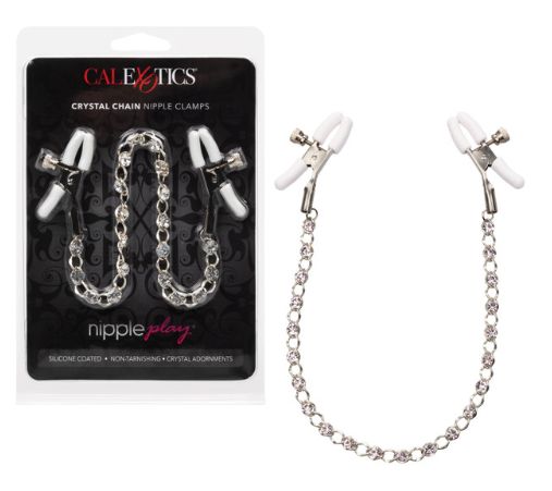 Nipple Play® Crystal Chain Nipple Clamps, Color: White(Crystal)