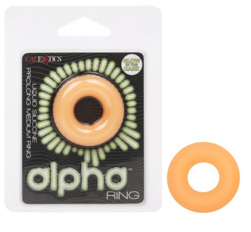 Alpha™ Glow-In-The-Dark Liquid Silicone Prolong Medium Ring, Color: Orange