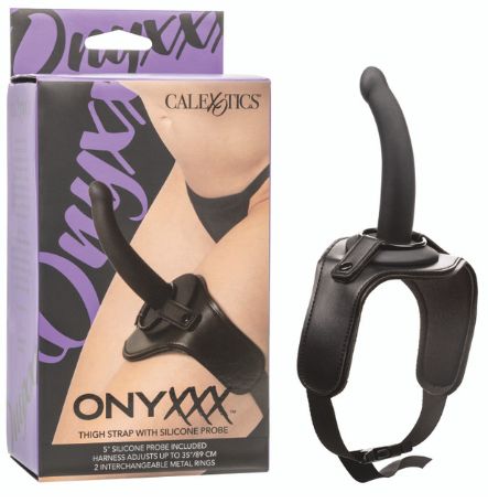 Onyxxx™ Thigh Strap with Silicone Probe, Color: Black