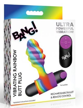 Bang! Vibrating Rainbow Butt Plug