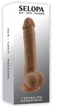 Selopa Natural Feel 7" Flexskin Dildo, Color: Dark