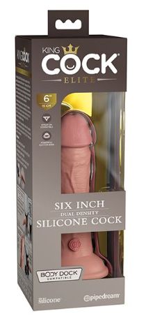 King Cock Elite 6" Dual Density Silicone Cock - Light
