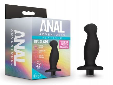 Blush Anal Adventures Platinum Silicone Vibrating Prostate Massager 02, Color: Black