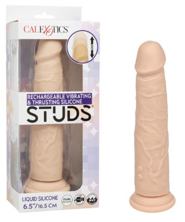 Rechargeable Vibrating &amp; Thrusting Silicone Studs®, Color: Ivory