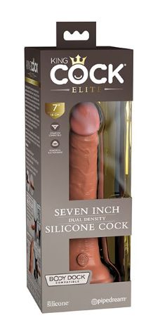 King Cock Elite 7" Dual Density Silicone Cock Tan, Color: Tan