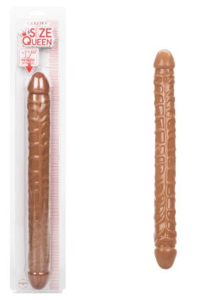 Size Queen® 17"/43.25 cm - Brown, Color: Brown, Variation1: Double Headed Dildo