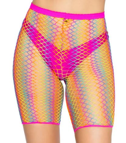 Ombre Rainbow Woven Net Biker Shorts