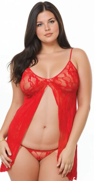 2 PC. Romantic Lace Babydoll and Matching G-string