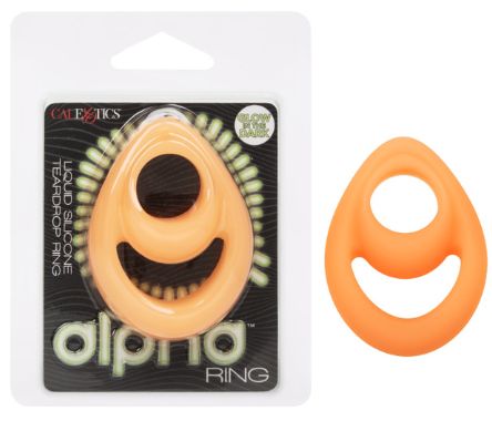 Alpha™ Glow-In-The-Dark Liquid Silicone Teardrop Ring, Color: Orange