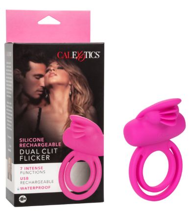 Silicone Rechargeable Dual Clit Flicker Enhancer, Color: Pink
