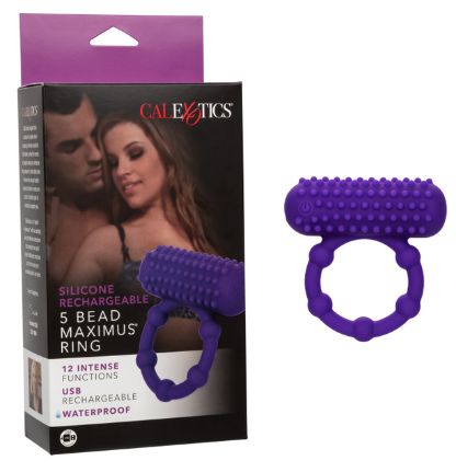 Silicone Rechargeable 5 Bead Maximus® Ring, Color: Purple