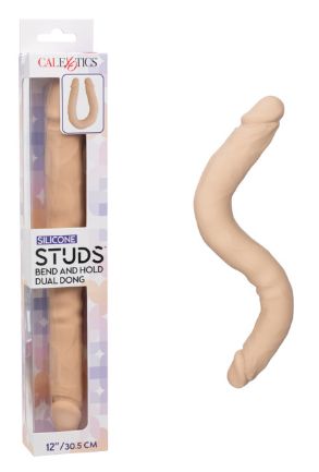 Silicone Studs® Bend and Hold Dual Dong 12"/30.5 cm, Color: Ivory