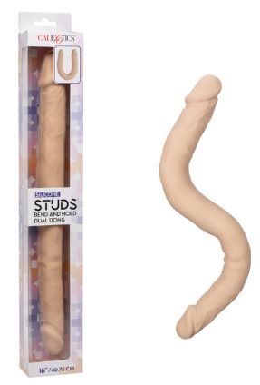 Silicone Studs® Bend and Hold Dual Dong 16"/40.75 cm, Color: Ivory