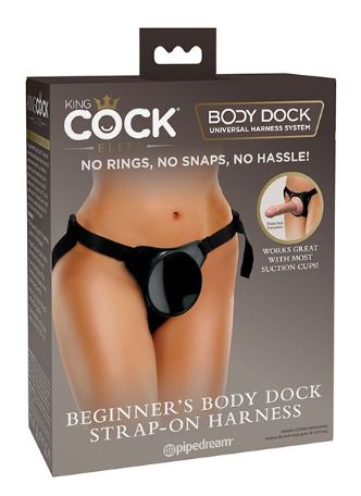 King Cock Elite Beginner's Body Dock Strap On Harness - Black